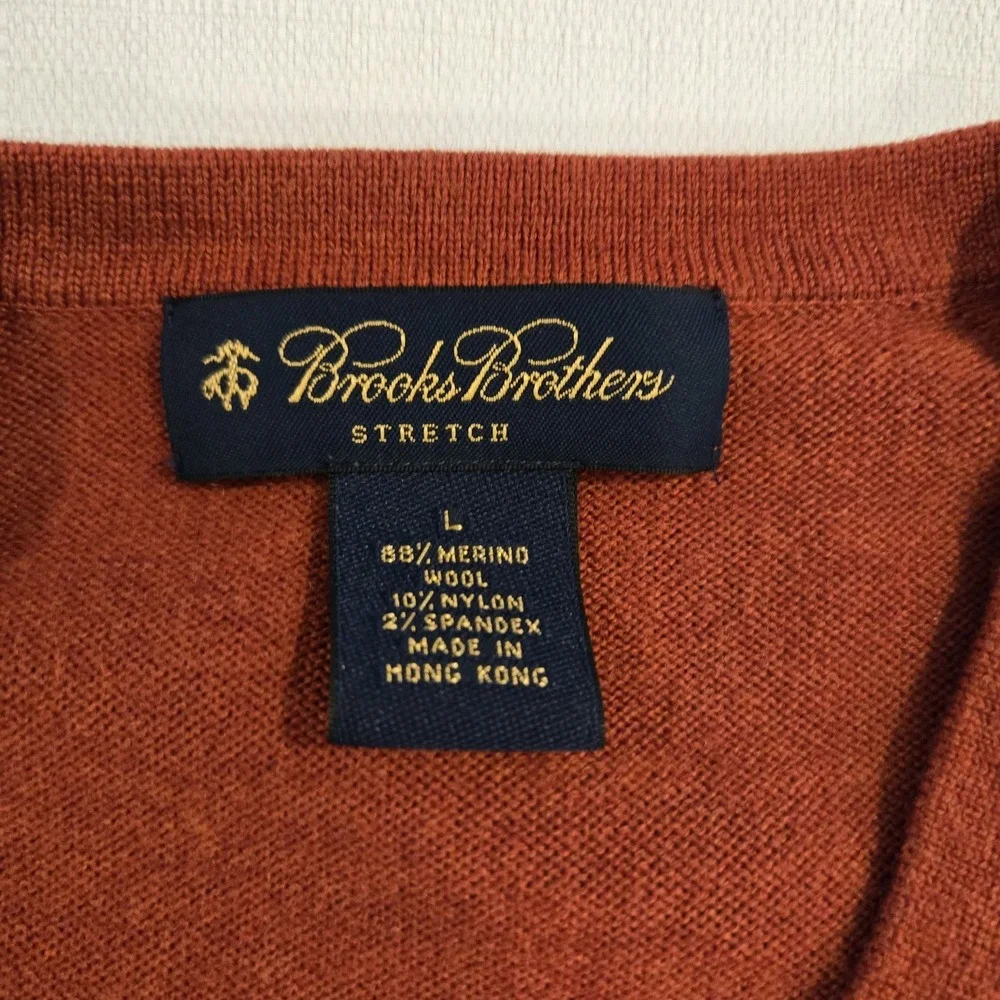 Brooks Brothers Men's Stretch‎ Merino Wool Blend Orange Brown Pullover Sweater L